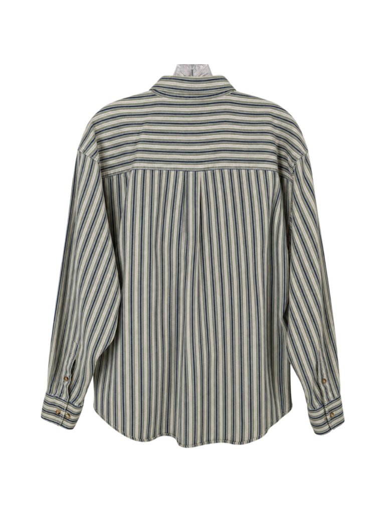 Stone Creek Button Up Shirt Mens Xl Vintage Striped Cotton Green Beige Long Slee — image 7 of 7